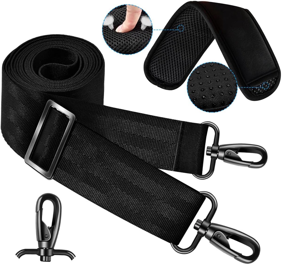 60 inch Schouderriem met Verwijderbare Ultradikke Vulling, Verstelbare Gespen Schouder Crossbody Riem voor Aktetas Messenger Bag Laptoptas Bagage