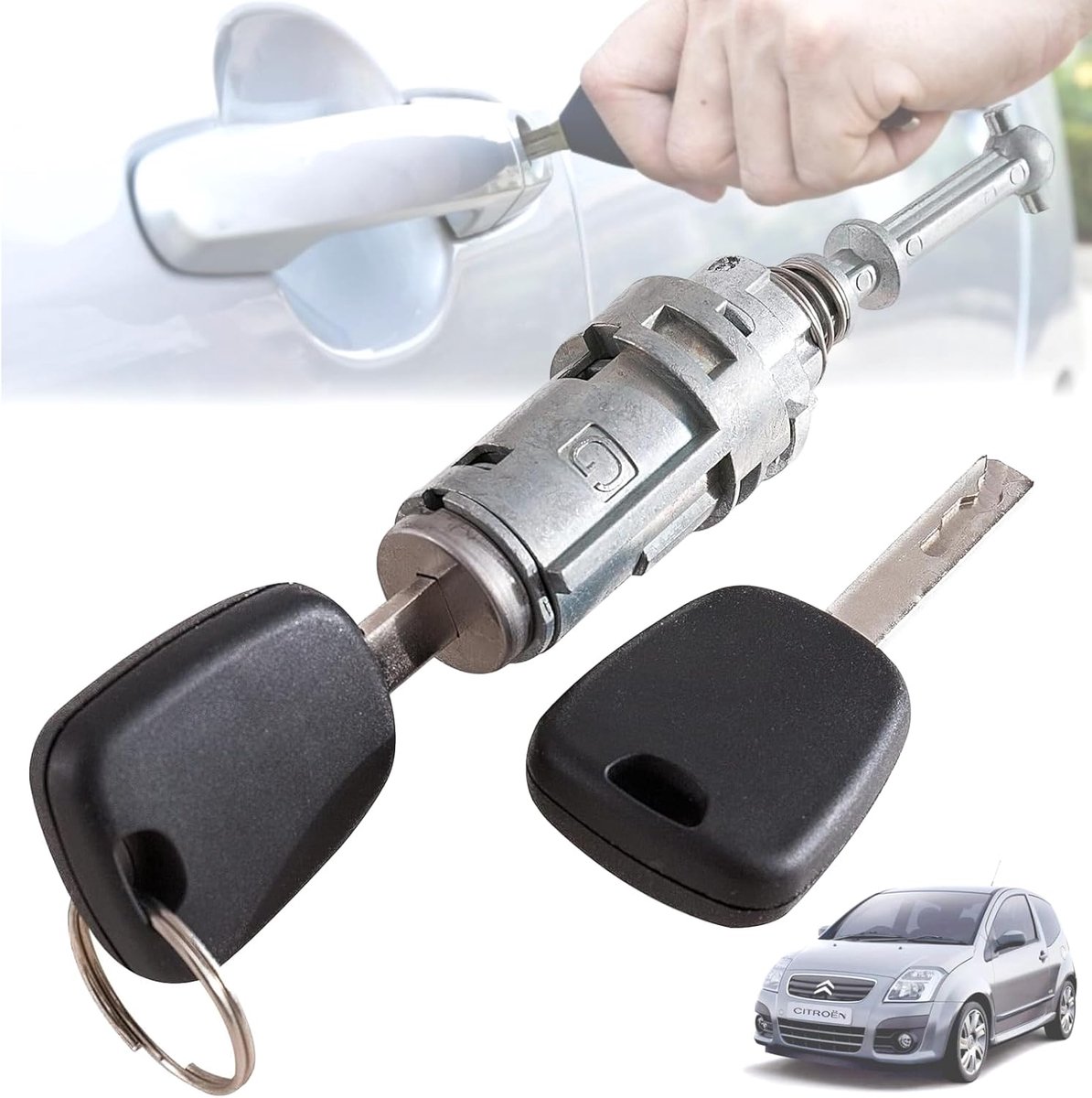 Slotcilinder Compatibel met Citroën C2, C3 - Puerta Voor Links. | 9170T9, bestuurderszijde, slot, cilinderslot, sleutel