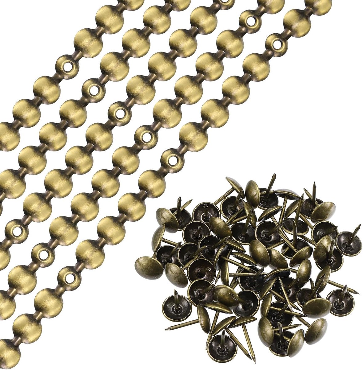 Set van 5 gestoffeerde stiften, strepen, 1 meter, glanzend, decoratieve spijkers, sierlijsten voor bank, hoofdeinde, stoel, meubels met beklede spijkers (11 mm brons)