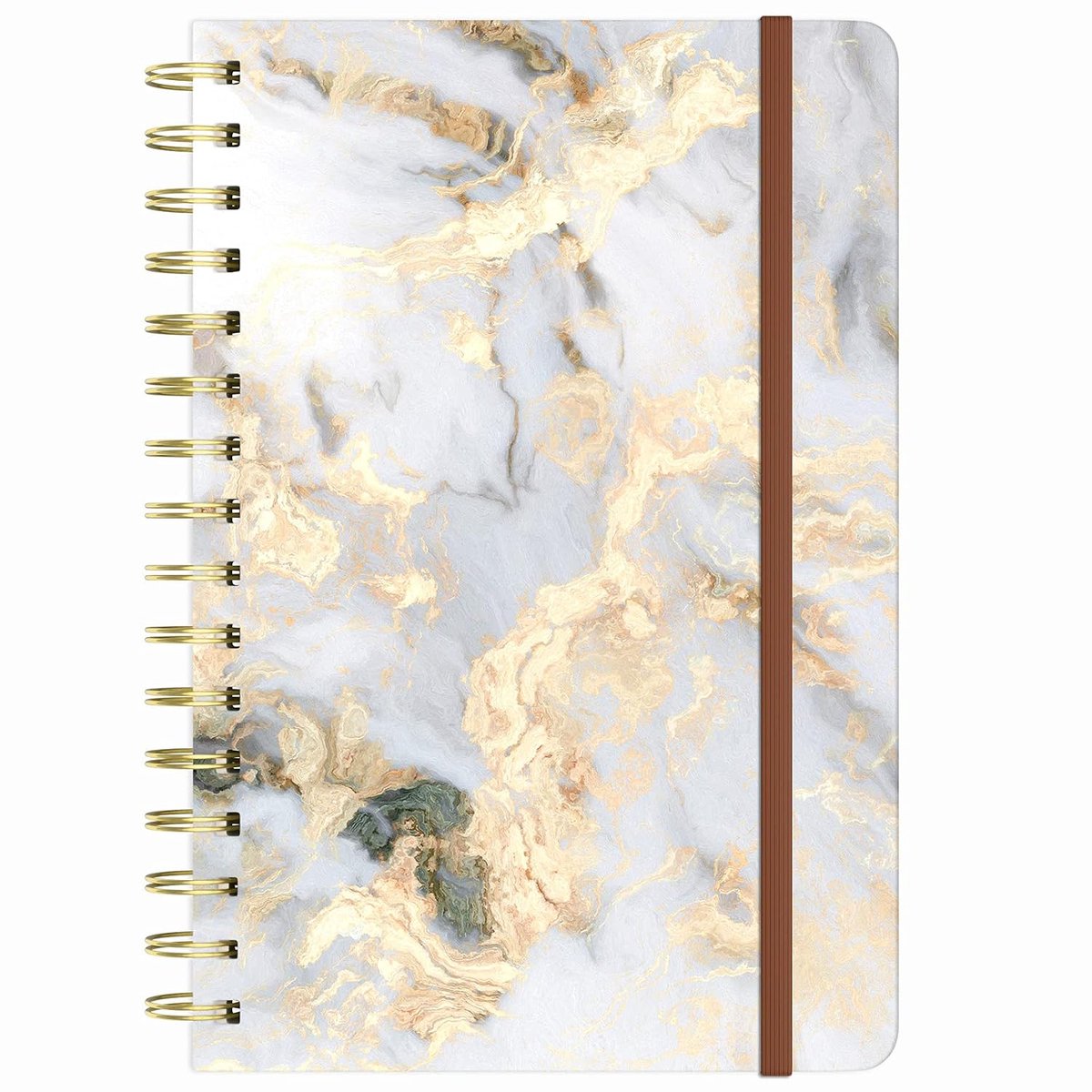 marmer, hardcover, 14,5 x 21,3 cm, 160 pagina's dik papier, gelinieerd dagboek voor vrouwen, dagboek, wit
