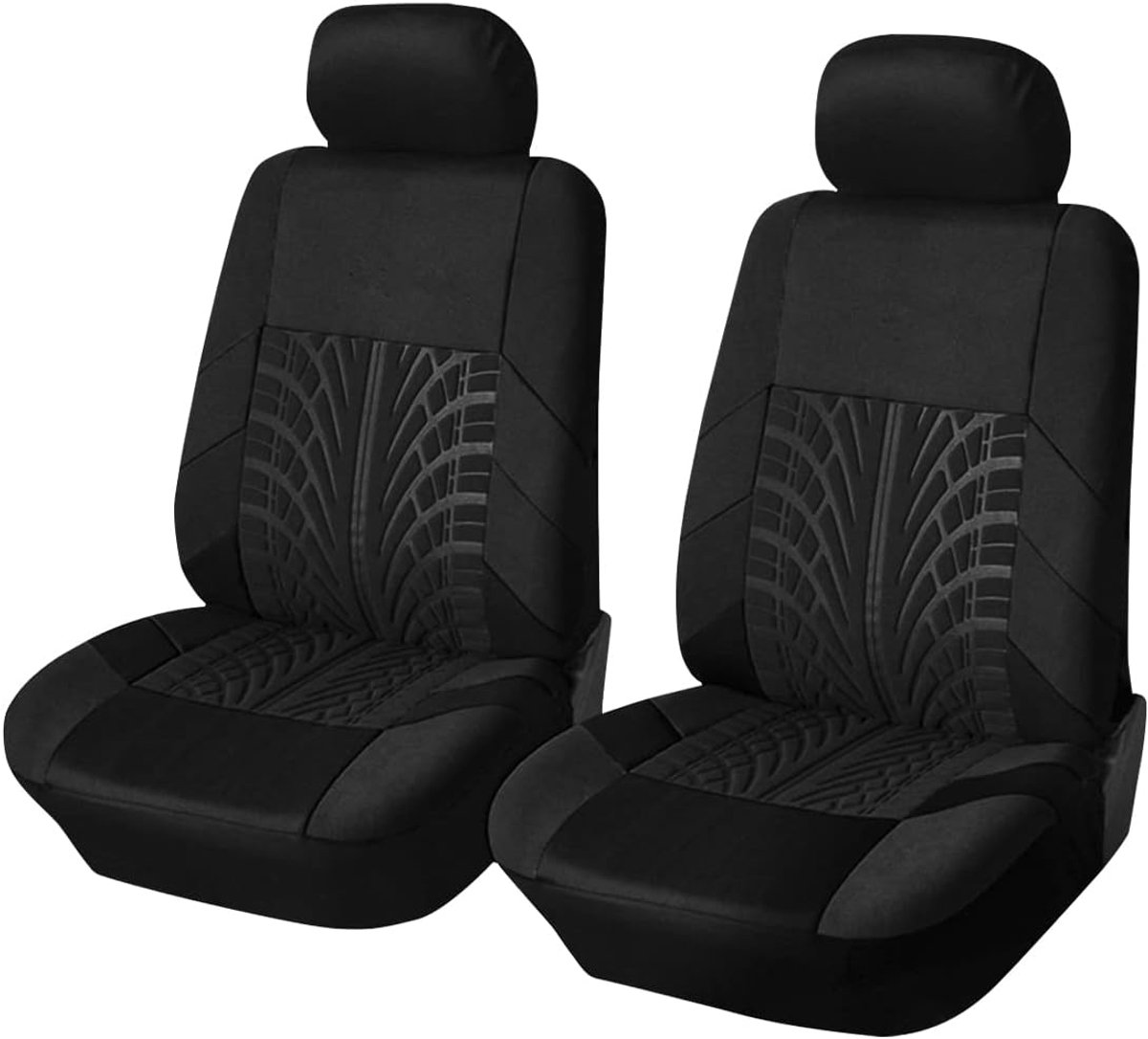 2 stuks auto-accessoires stoelhoes voor paar luxe look, vier seizoenen universeel reliëf print doek ontwerp, beschermers voor voertuigen, SUV, bestelwagens, sedans (zwart), 28 × 28 × 8 cm