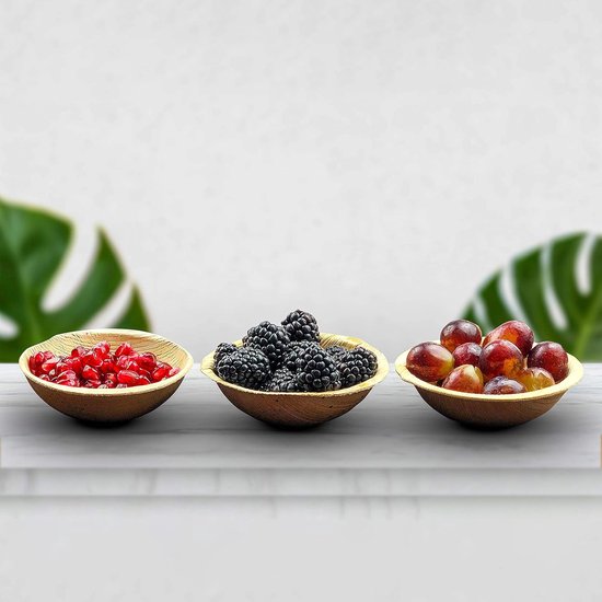 Wegwerp Palmblad Kommen 100 Stuks (10 cm) - Stevige Feestkommen zoals - Composteerbaar Servies voor Lunch, BBQ, Picknick, Verjaardag en Feesten — afbeelding 3