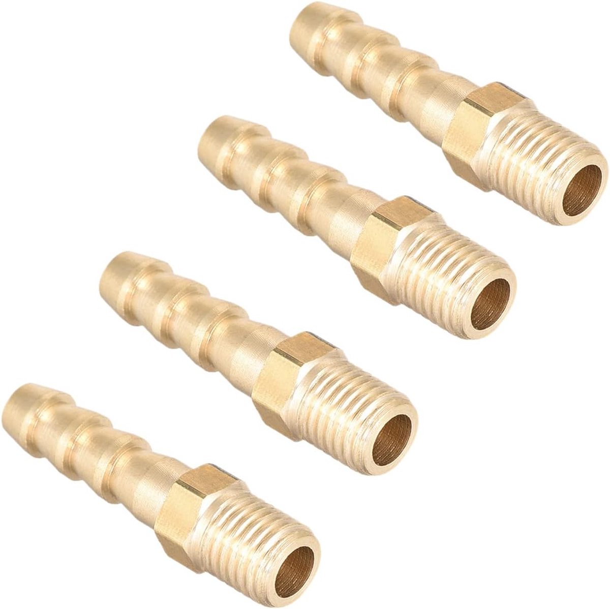 M8-1 buitendraad tot 6 mm stekels weerhaken slangaansluiting metrisch messing x 4 stuks goudtint buisverbinding adapter voor slangaansluiting