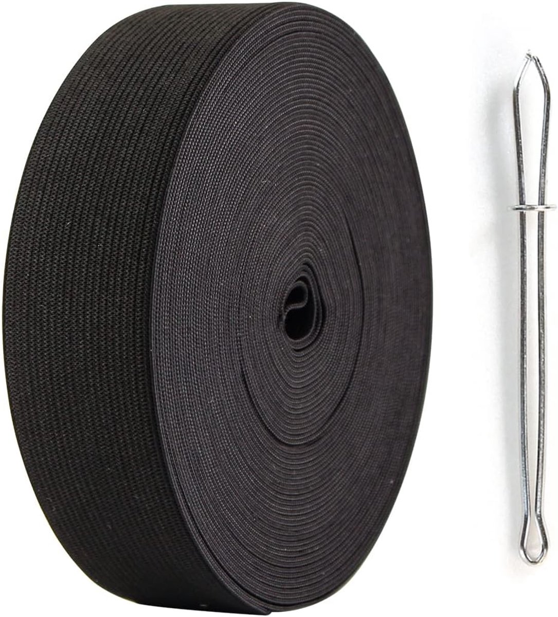 Elastieken band, 6 m, breed, 30 mm, zwart, broekelastiek, brede elastische band, elastische band voor doe-het-zelf handwerk, naaitoebehoren