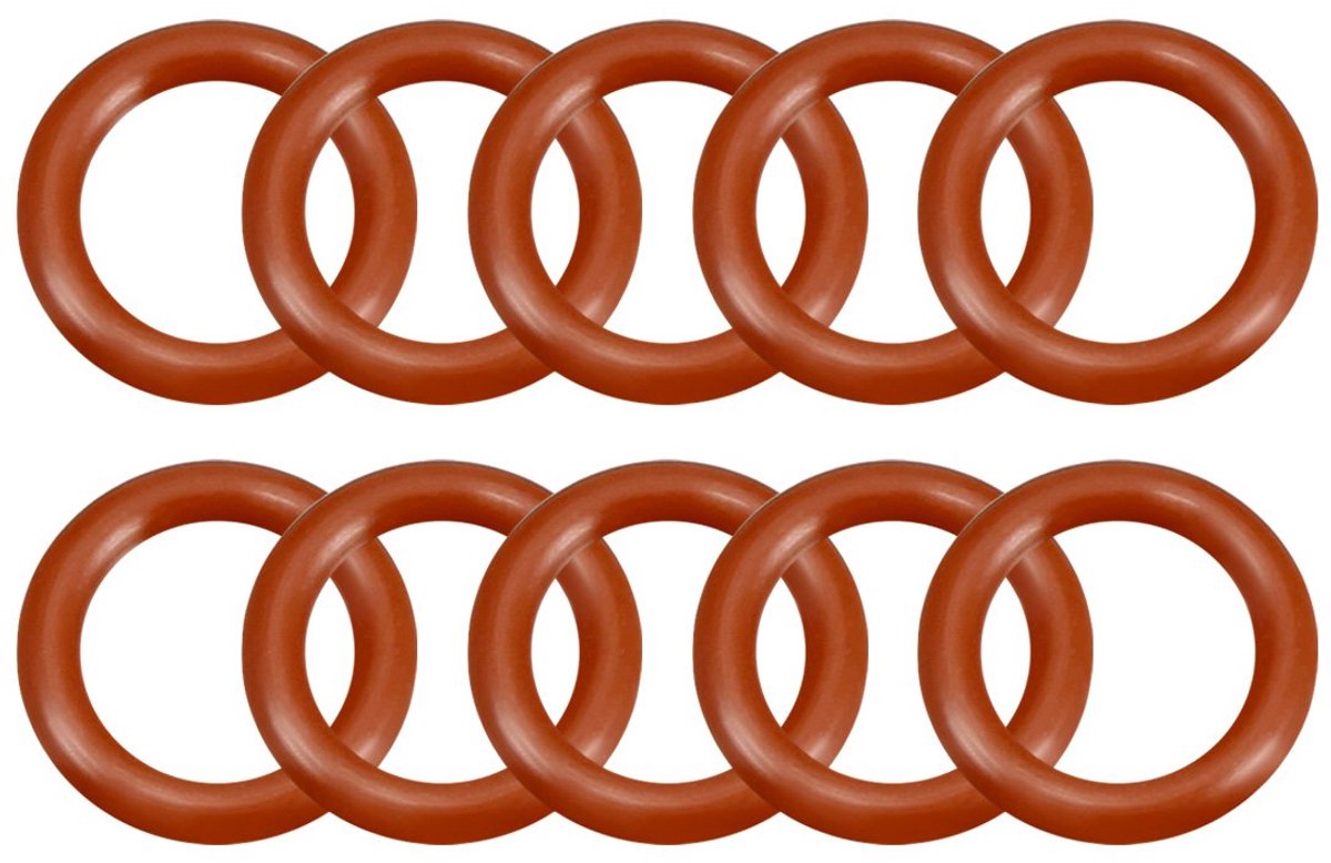 sourcing map Siliconen O-ring, 14 mm x 9,2 mm x 2,4 mm, dia ext VMQ ringen, rood, 10 stuks