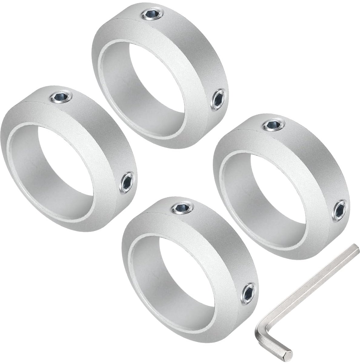 Set met gedeelde halsbanden voor boom 45 mm, 4 stuks klemklemmen 65 mm OD, 20 mm dik, klemkraag van aluminiumlegering met bevestigingsschroeven M10 en een sleutel