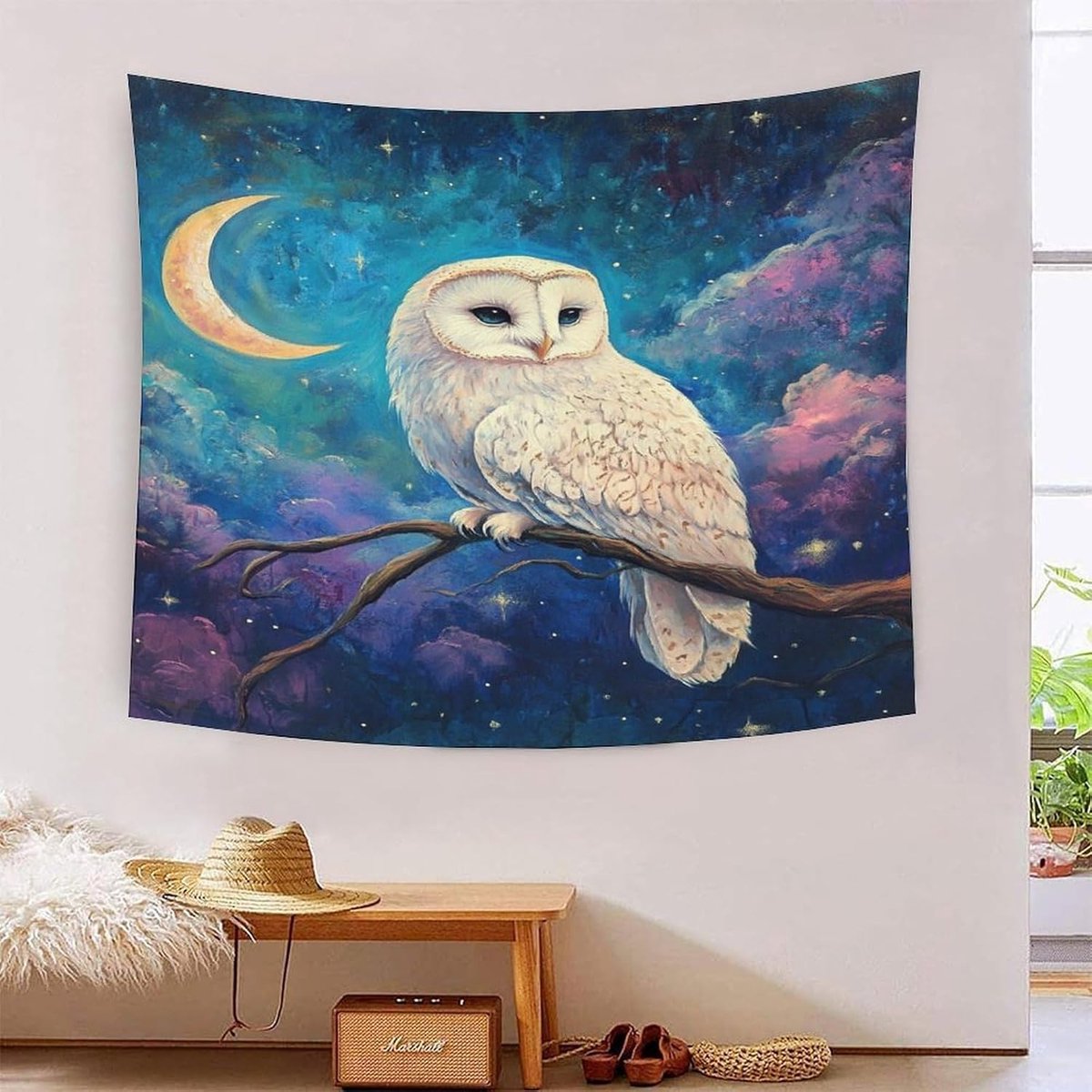 3D uil bedrukte muurdeken woondecoratie beddengoed poster muurkunst tapijt muur opknoping tapijt zacht polyester voor slaapkamer woonkamer, slaapzaal en kamerdecoratie 130 cm x 150 cm