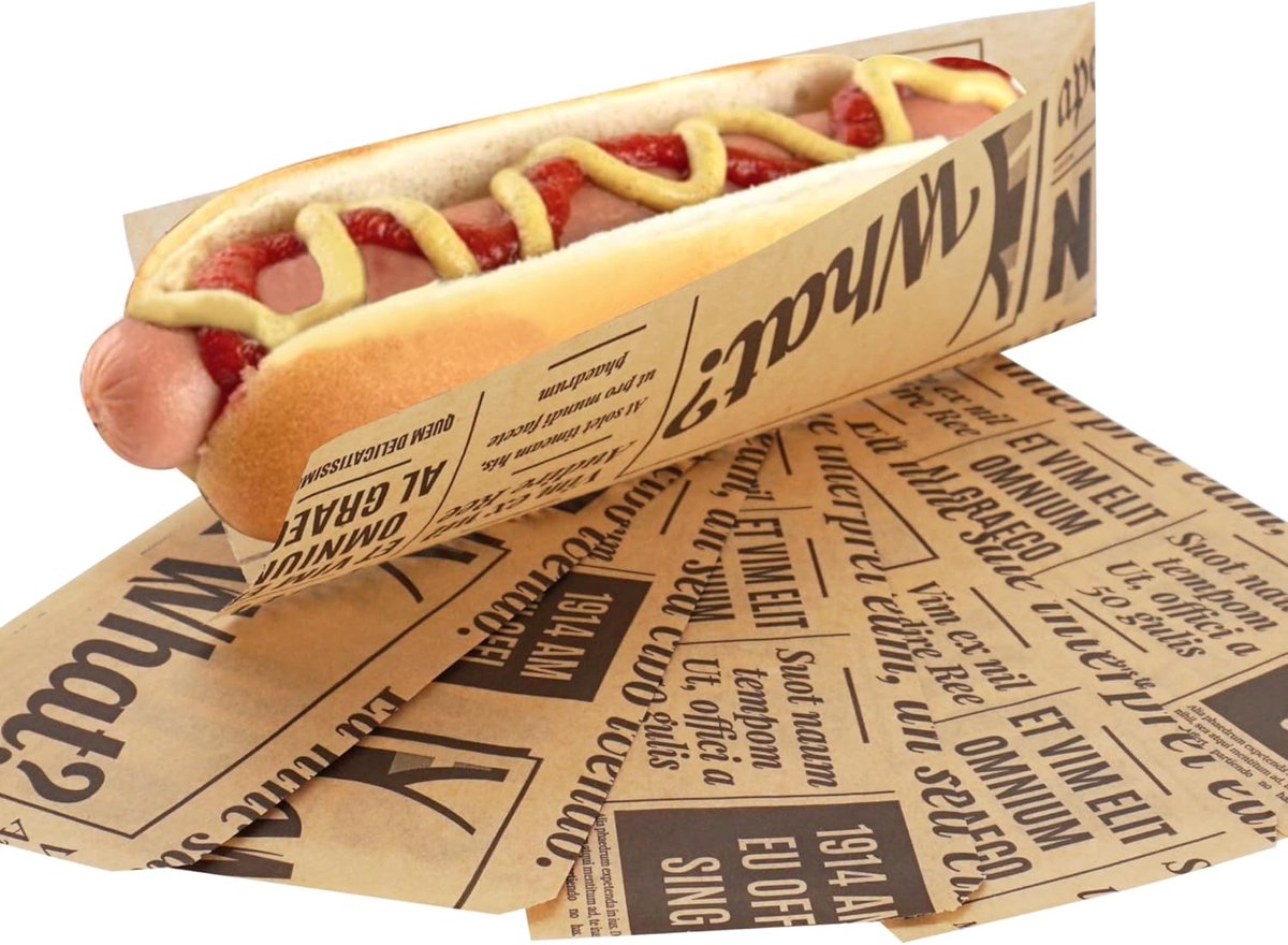 (500 stks) Papieren Zakken Voor Voedselverpakking 7 x 21 cm, Hotdog Zakken, Vetbestendige Fastfood Zakken, Voedselfolie