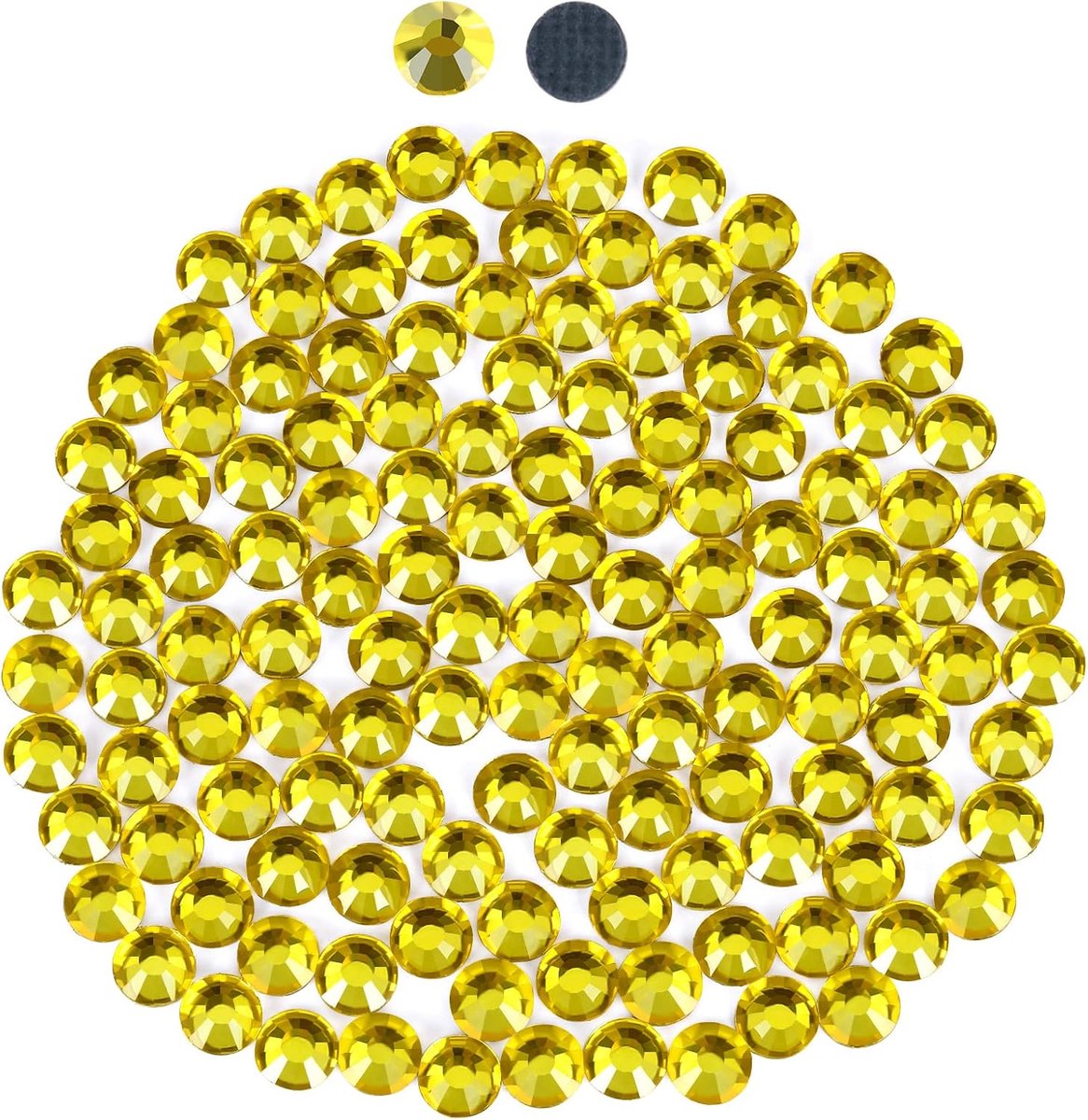 2880 Hotfix-strass-steentjes, flatback glitter-steentjes, glas, ronde kristallen strass-steentjes, edelstenen voor knutselen, voor kleding, schoenen, tassen, DIY-decoratie, Citrien, SS16, 3.8MM-4MM