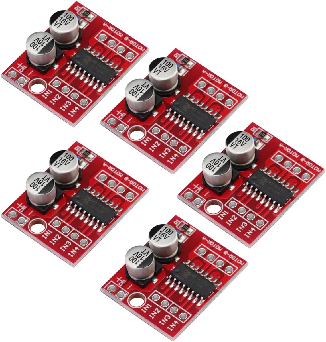 5 stuks mini-DC-motordriver twee-kanaals 1,5 A x 2 PWM stappenmotor, toerentalregelaar, dubbele H-brug, drivermodule