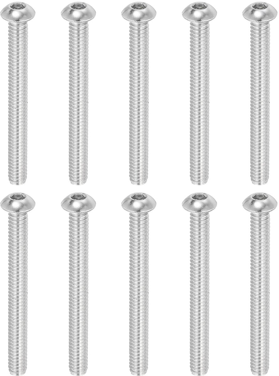 1/4-20 x 2-1/2" lenskopschroeven met binnenzeskant, 10 stuks roestvrij staal 304 18-8 inbusschroeven Allen Hex Drive volledige schroefdraad fijne schroefdraad unc