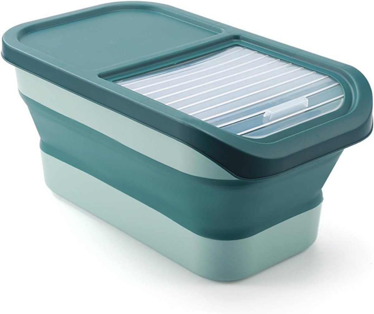 10 Kg Hond Kat Brokjes Container, Huisdier Voedsel Opslag, Opvouwbare Schimmel en Vochtbestendig voor Graan Rijst Droog Kroket (Groen)