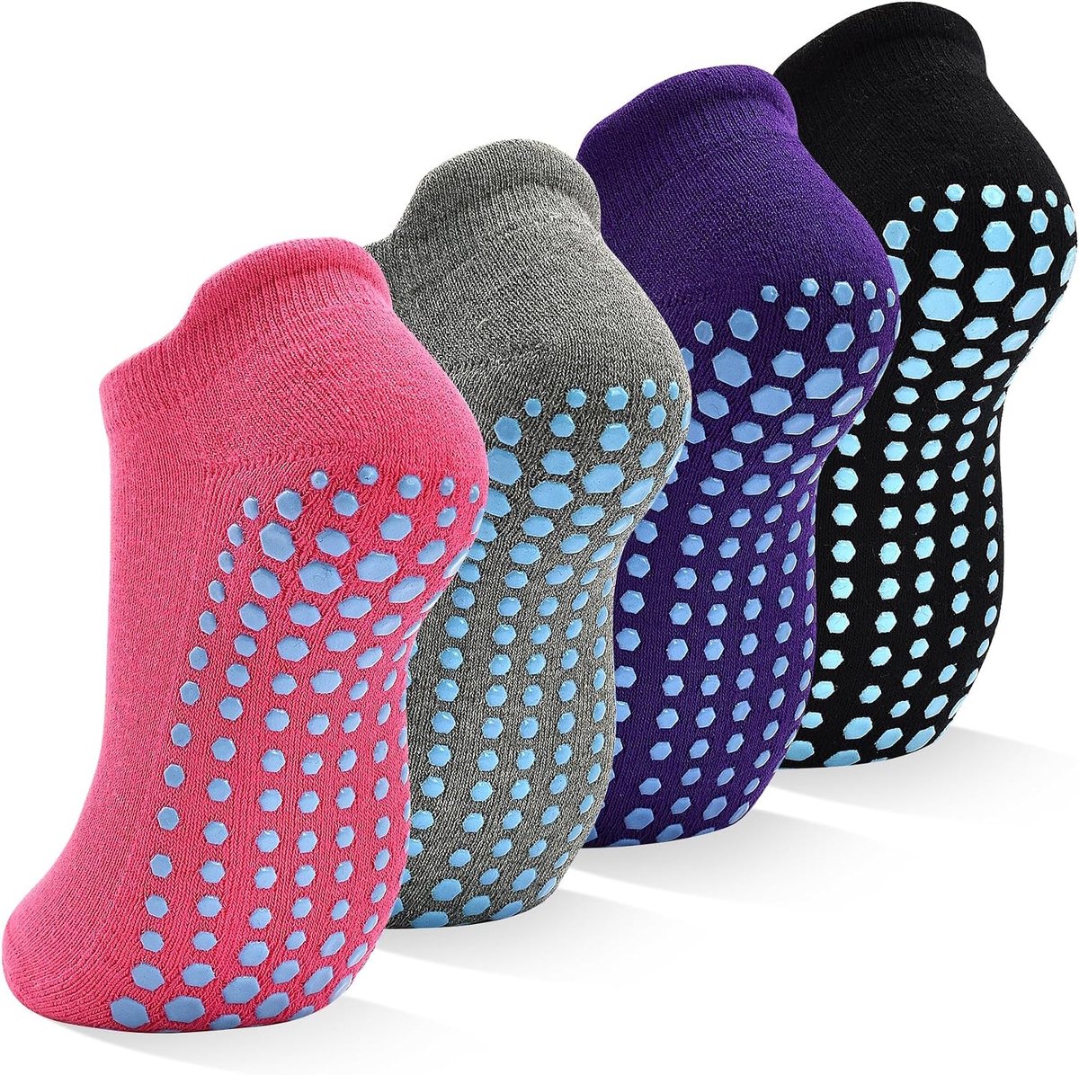 Sokken dames sneaker stoppersokken 4 paar pilates antislip sokken anti-slip sokken voor trampoline thuis fitness ziekenhuis 35-42