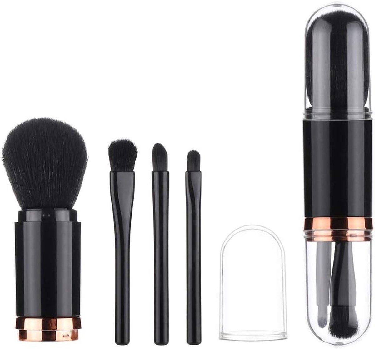 4 in 1 Intrekbare Make-up Borstels, Cosmetische Schoonheid Make-up Mineralen Poeder Borstel Reizen Intrekbare Kabuki Borstel, Stichting Blush Borstel Cosmetische Tool