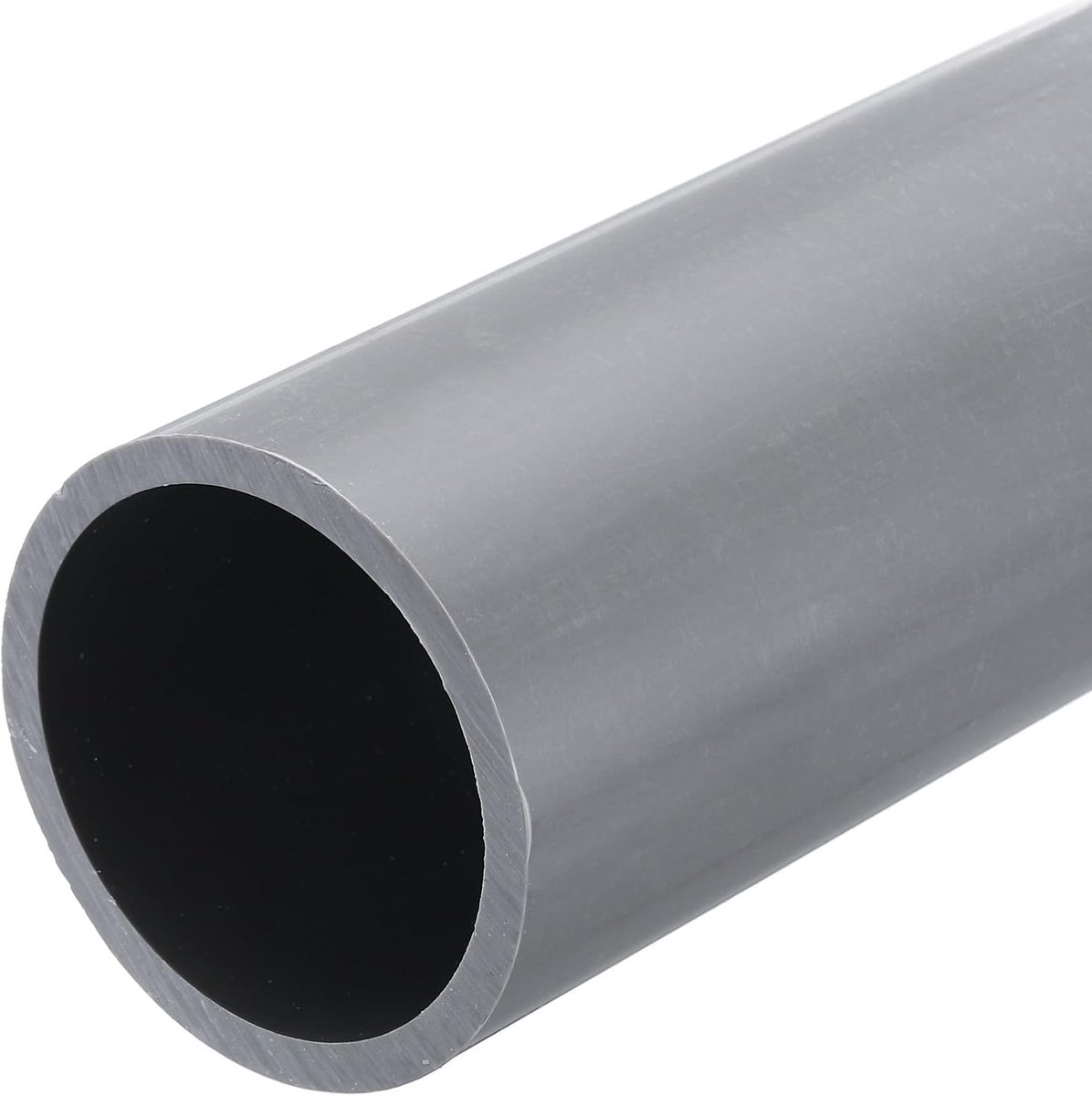 Pvc-buis, diameter 53,6 mm, lengte 0,2 m, rond, kunststof buis voor tuin, aquarium, waterleiding, kabelgoot, ventilatiebuis (lichtgrijs)