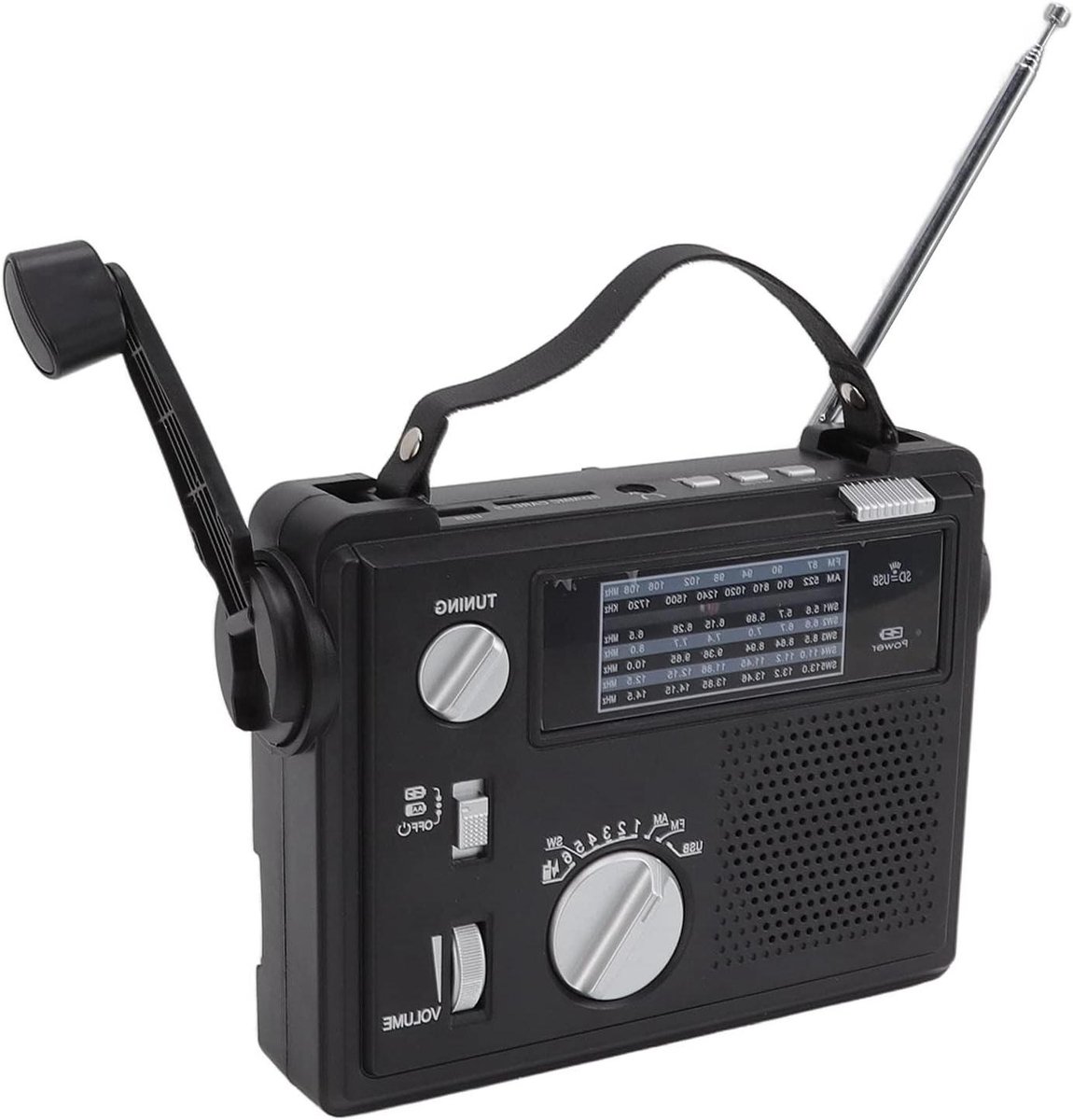 Hand Crank Radio - Noodradio Dynamo - Noodsituaties Voorbereiden - MP3 Afspelen - 20 x 16 x 7 cm - Zwart