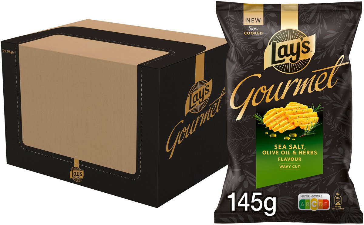 Lay's Gourmet Sea Salt, Olive Oil & Herbs - Chips - 12 x 145 gram
