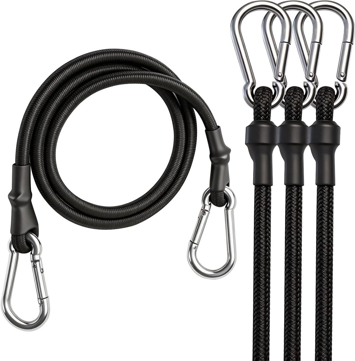 Elastische Koorden - Spanbanden Bungee Cords - Lading Zekeren - Met Karabijnhaak - 120 cm - Zwart