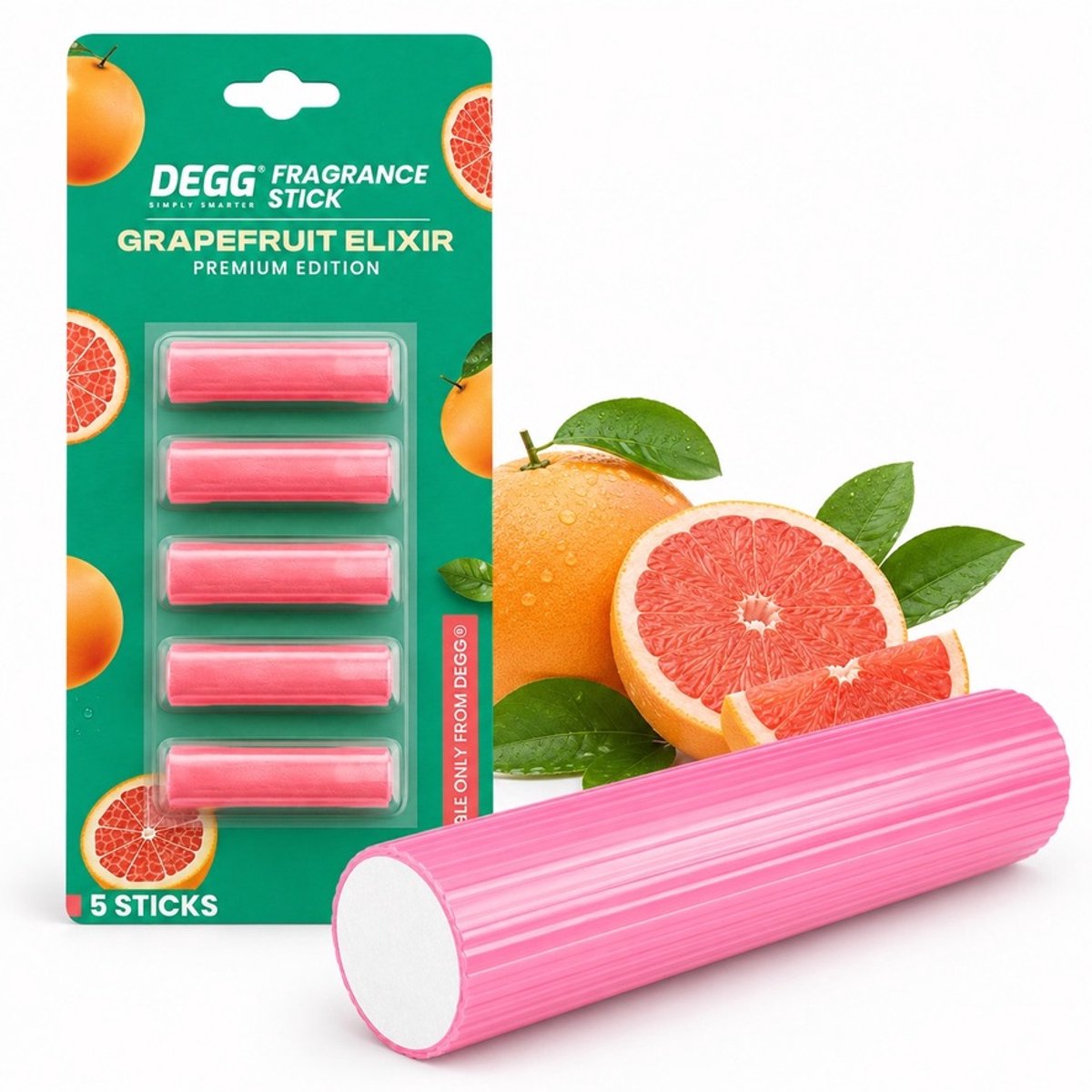 DEGG® – Geurstaafjes voor Stofzuiger – Grapefruit Elixir – Verfrist tijdens het Stofzuigen – 5 Stuks