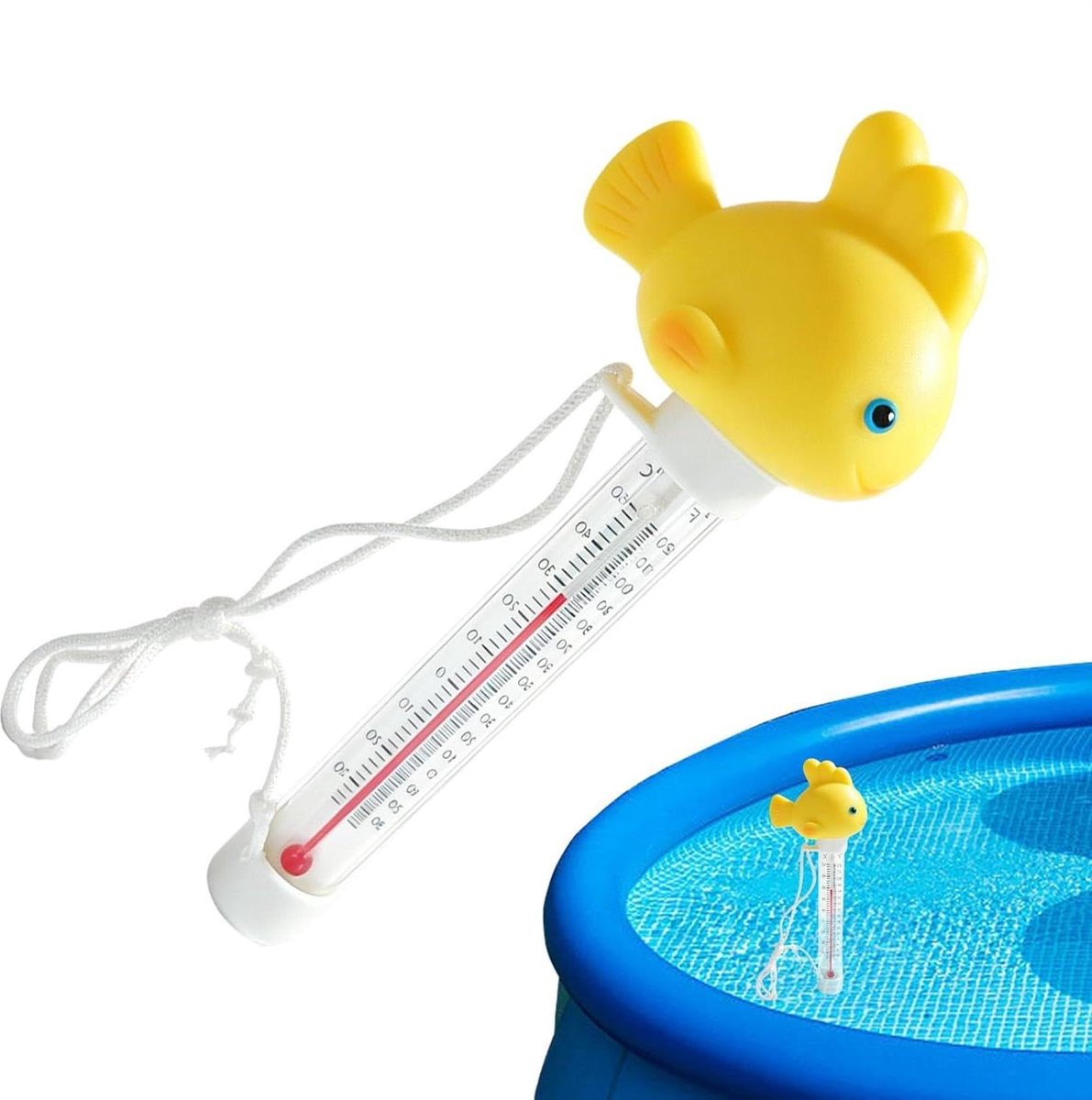 Drijvende Zwembad Thermometer - Water Temperatuurmeter - Water Temperatuur Meten - Cartoon Zeedier Ontwerp - 19 Centimeter - Veel vis