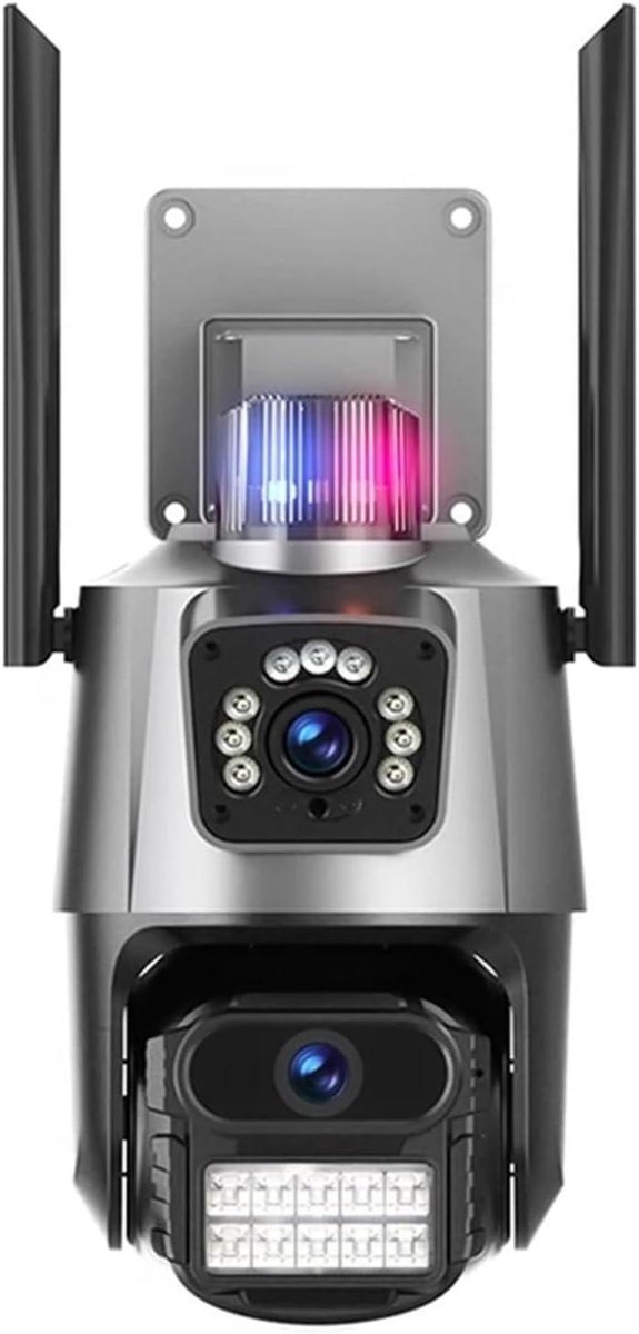 Drie Lens IP Camera - Beveiligingscamera Dubbel Scherm - Huis Beveiligen - Automatische Tracking - 9 MP - Wit