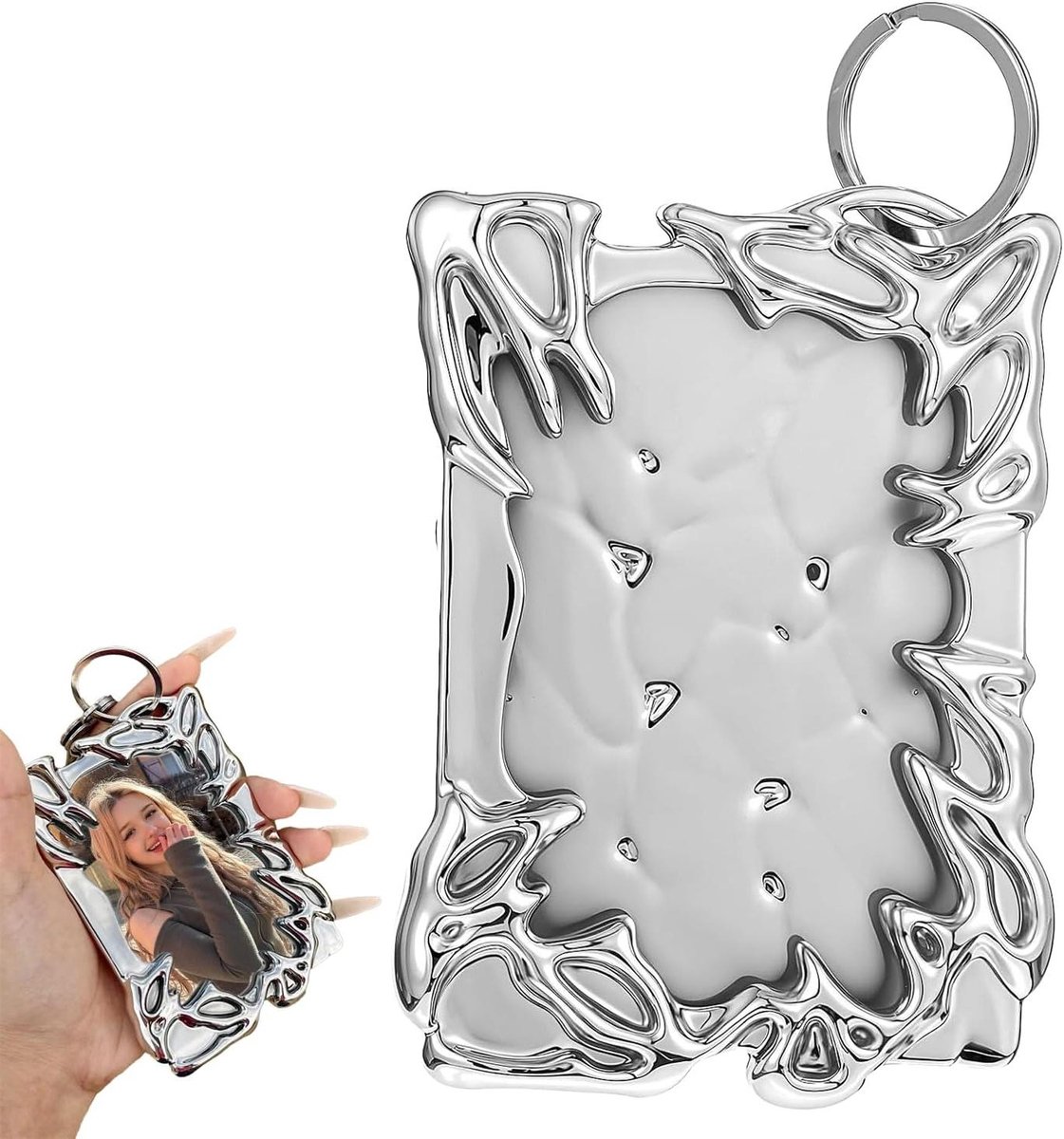 Kaartenhouder - Fotokaarthouder ID-kaarthouder - Kaarten Beschermen - Onregelmatige Rand - 11 x 75 cm - Zilver