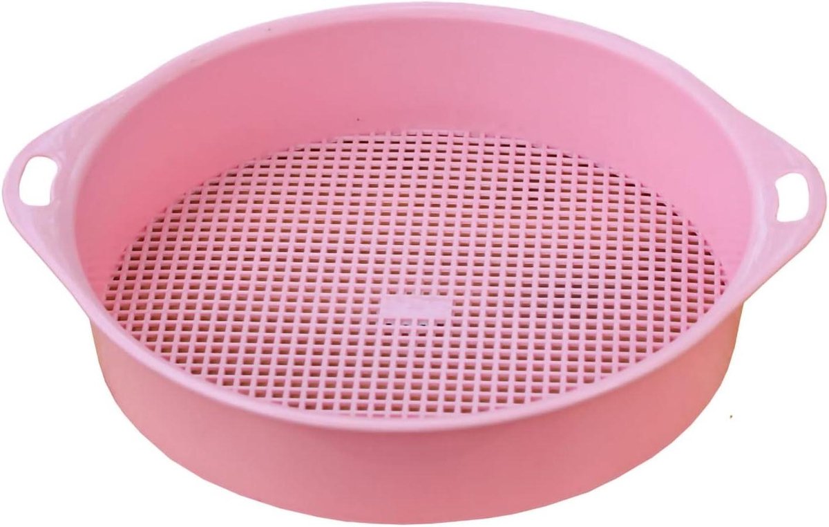 Bodemzeef Plastic - Tuinzeef Aardezeef - Potgrond Ziften - 3 Mm Gaas - 25 x 25 x 6 cm - Roze