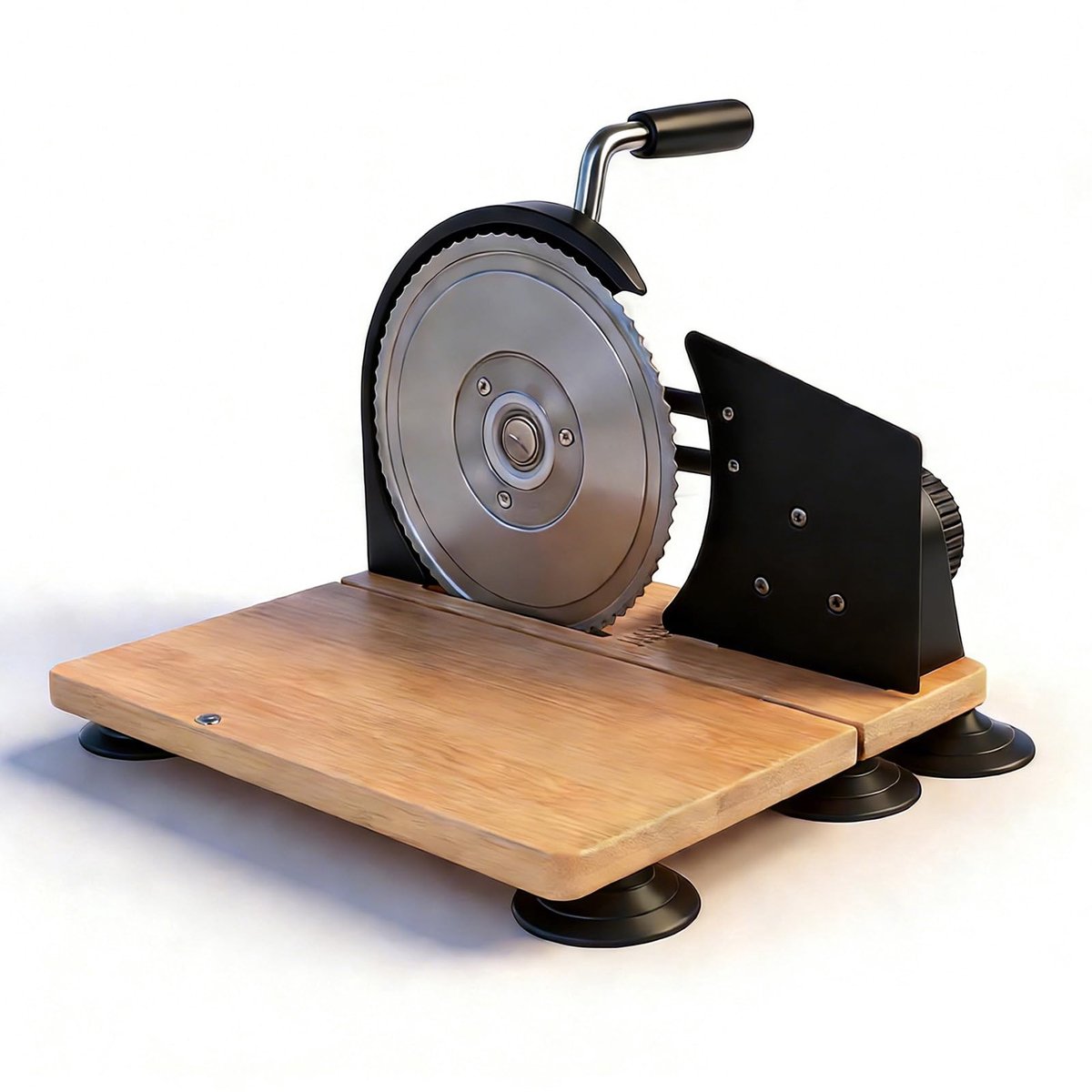 SnelShoppen - Broodsnijmachine voor Zuurdesem, Verstelbare Dikte, Ergonomisch Handvat, Roestvrij Staal en Hout, Ideaal voor Thuis, Keuken, en Bakkers