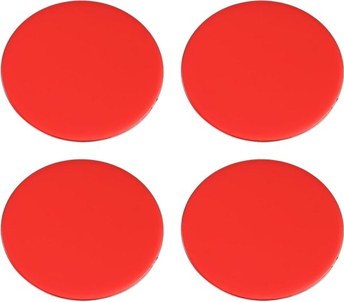 Set van 4 Glanzend Rode Sticker Decals voor Auto Wielnaafdoppen 50mm