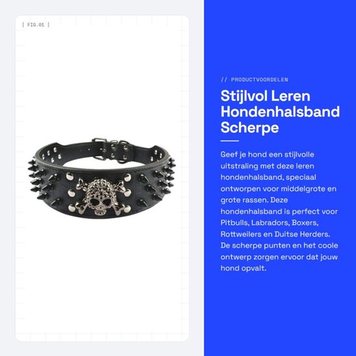 Hondenhalsband Kunstleer - Verstelbaar 2 Inch Breed - Studded Spikes - Voor Middelgrote/Grote Honden - 20/22/24/26 Inch Hals - 100% Kwaliteitsgarantie - Hondenriem
