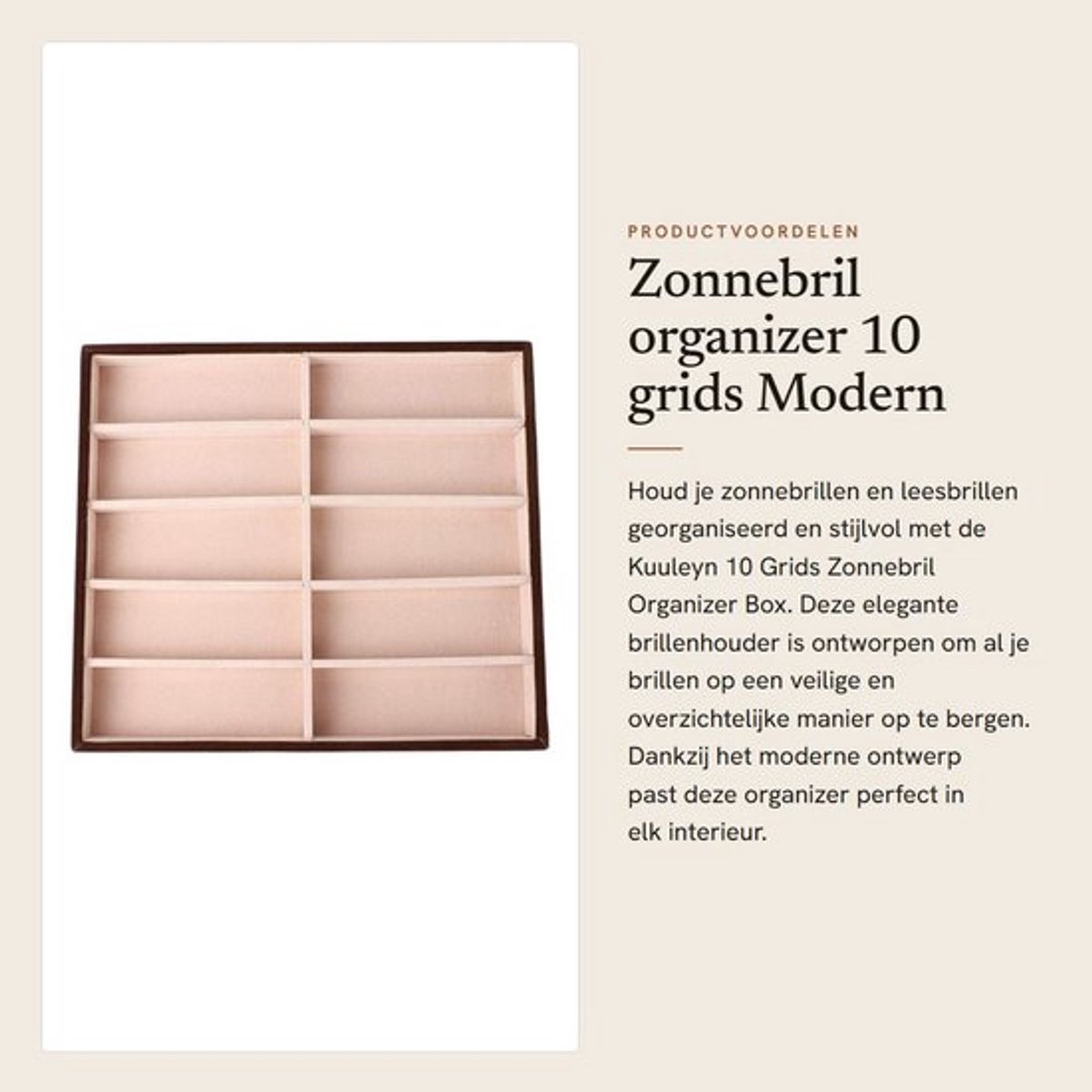 Zonnebrilhouder 10 Compartimenten - Brillenhouder - Brilstandaard - Opbergdoos - MDF - Lichtgewicht en Duurzaam - Brilhouder