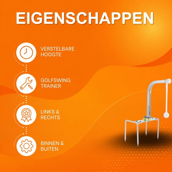Golf Swing Trainer - Duurzaam Metalen Golf Trainingshulpmiddel met 5-voudig Verstelbare Hoogte voor Swingtraining - Zilver van GOLF — afbeelding 2