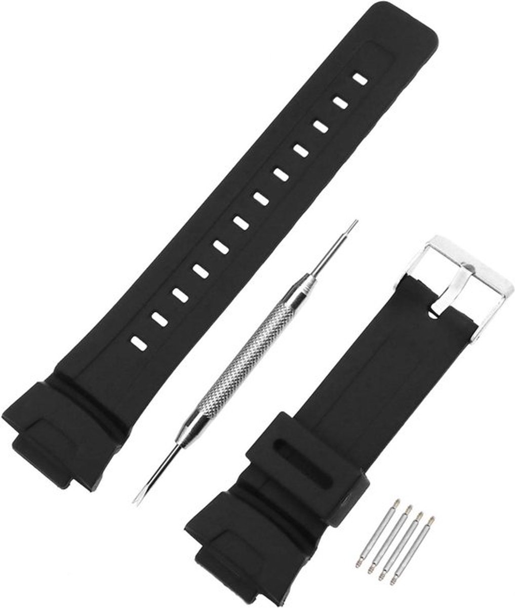 Rubberen Horlogebandje Vervanging Zwart Waterdicht 16mm met Compatibel Casio GLX GA-200 GA-150 GA-201 GA-300