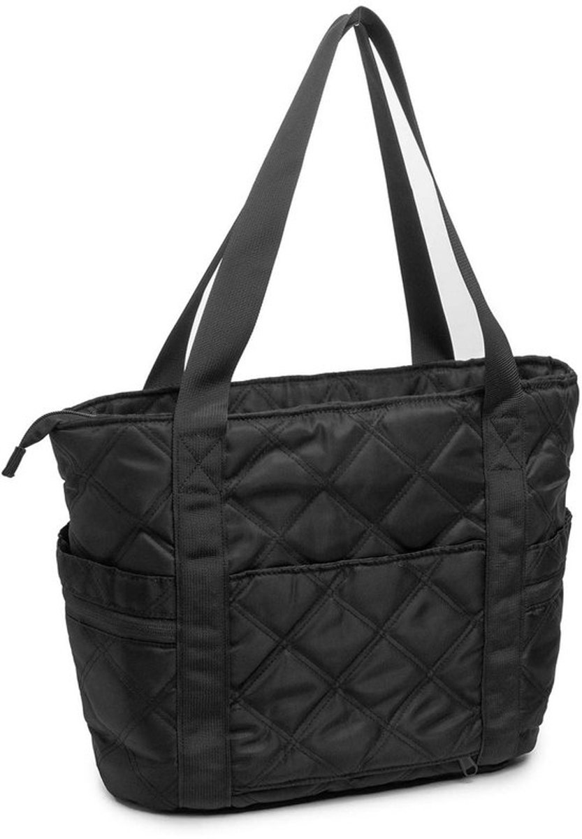 Gewatteerde tas voor dames, shopper, puffertas voor dames, groot, laptopdraagtas, handtas, boodschappentas, schoudertas met ritssluiting, voor school, kantoor, gym, winkelen, reizen, strand