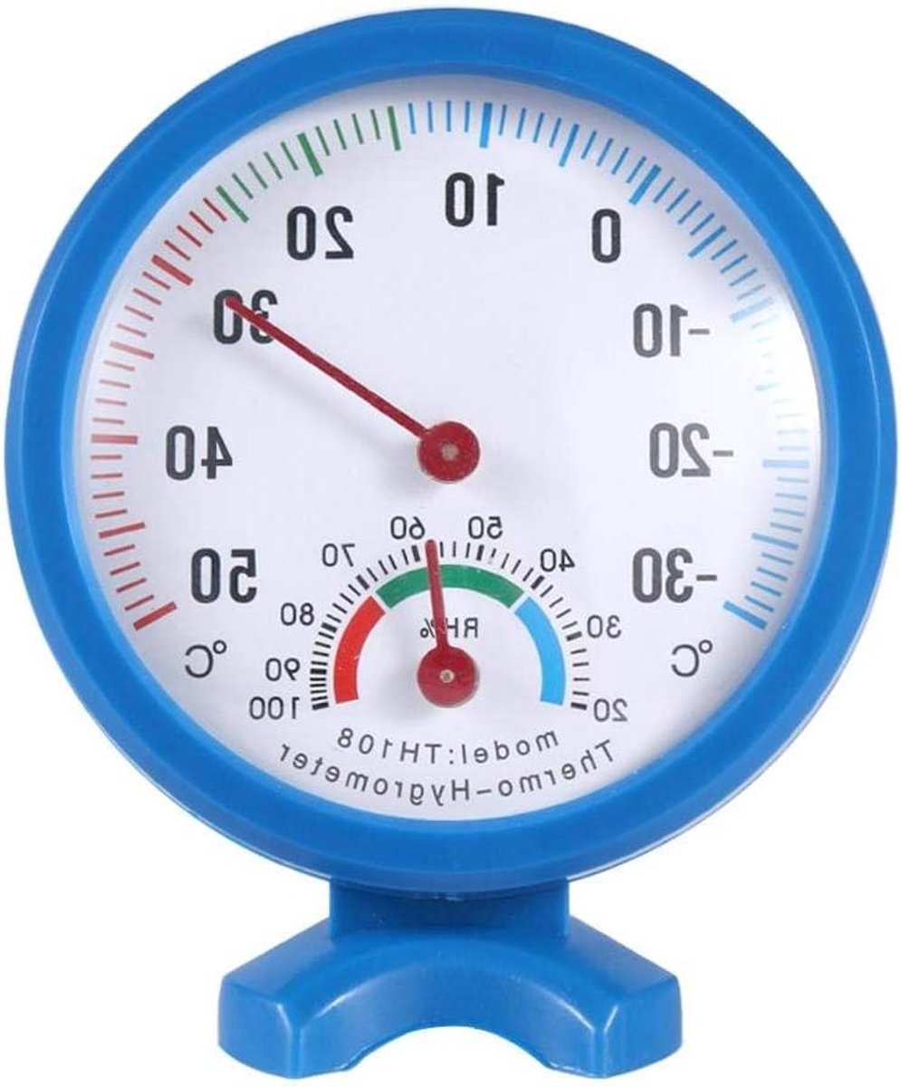 Thermometer Hygrometer - Klokvormige meter - Binnenklimaat Meten - Kleurcomfortindicator - 7.5 x 2.3 cm - Blauw
