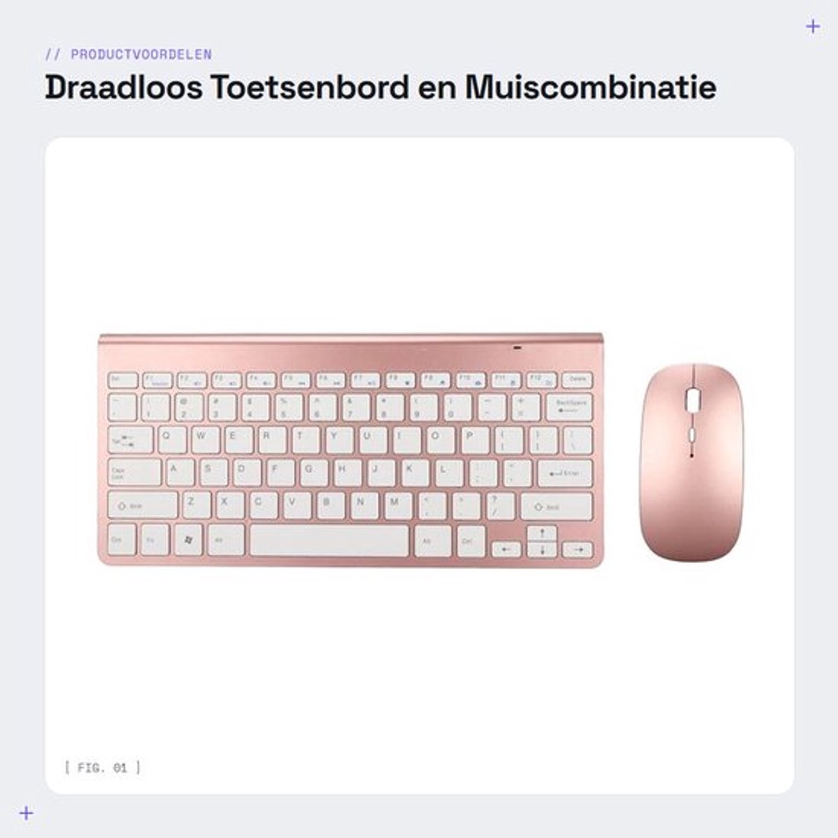 Draadloos Toetsenbord en Muiscombinatie - Compact toetsenbord - Stille werking - Rose goud - Ergonomisch ontwerp - Geschikt voor desktop...