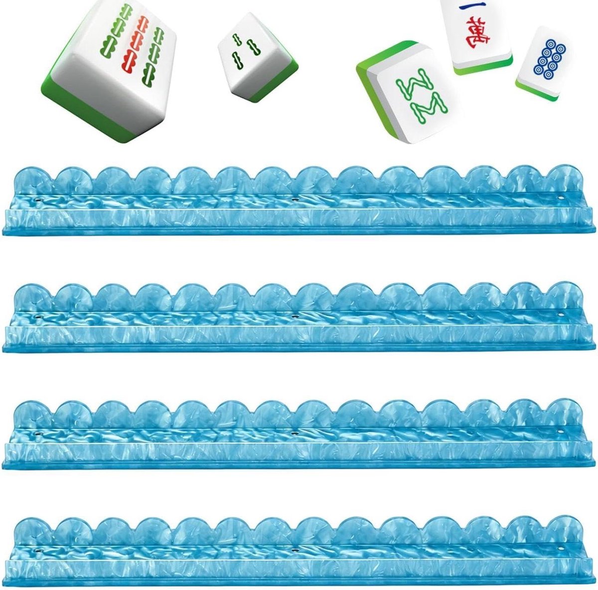 Mahjong Tegelhouder - Mahjong Schuiver - Spel Organisatie - Doorsnchijnend Acryl - 506 x 71 x 26 cm - Blauw