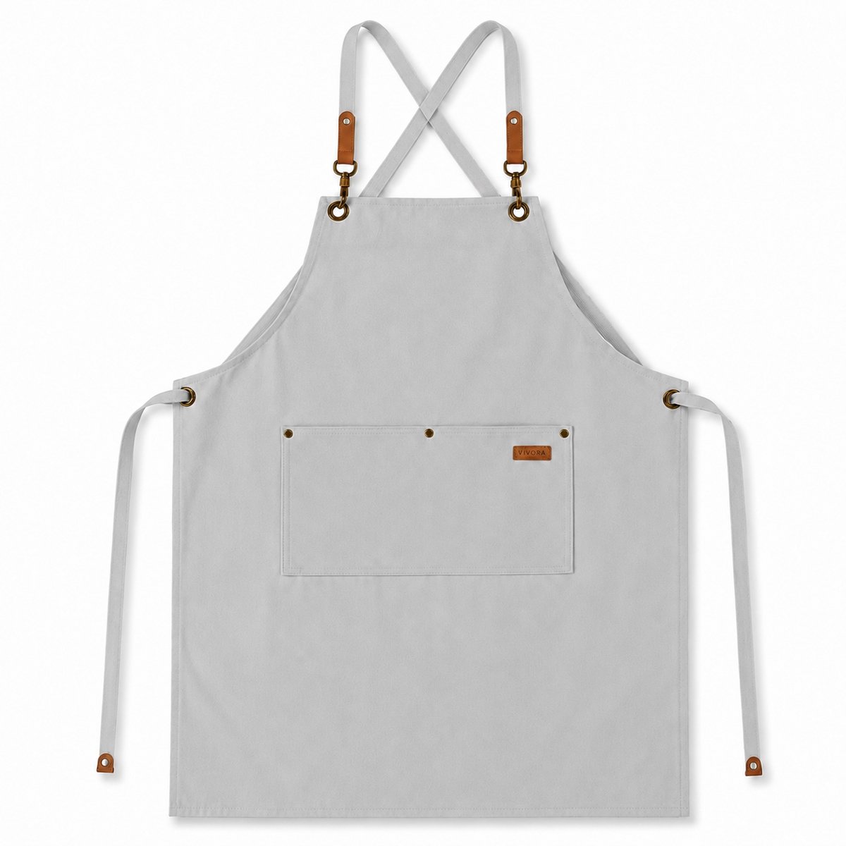 VIVORA Schort – Keukenschort – Unisex – Canvas – Licht Grijs