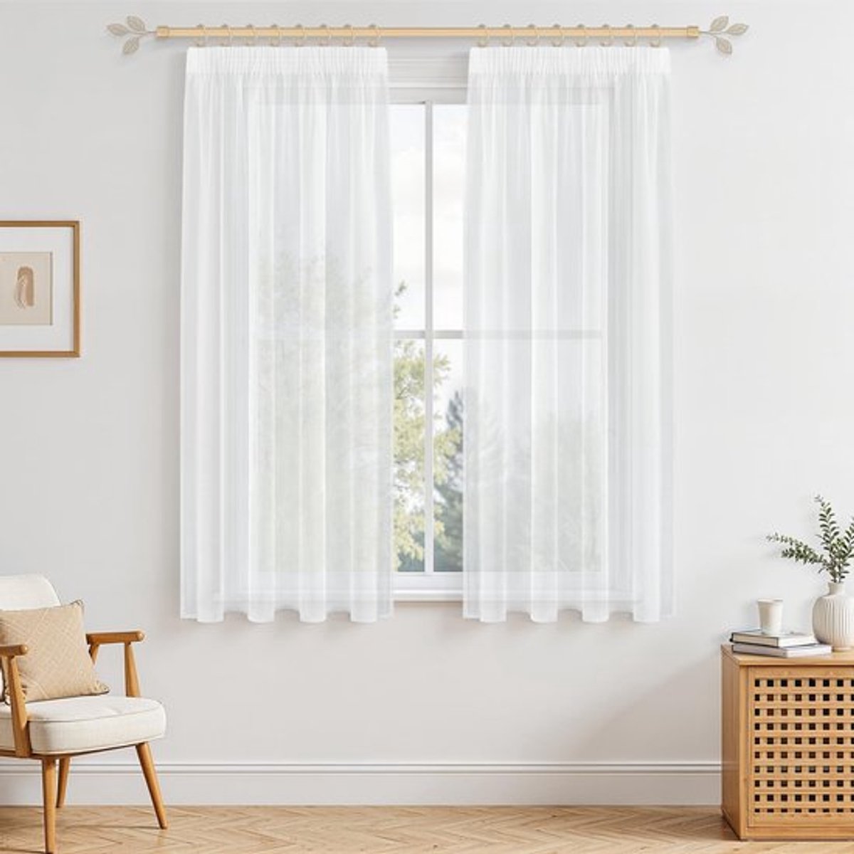 Gordijnen 2 Stuks - Transparant Organza - 140 x 175 cm - Moderne Raamdecoratie - Verstevigde Lussen - Zachte Lichte Stof