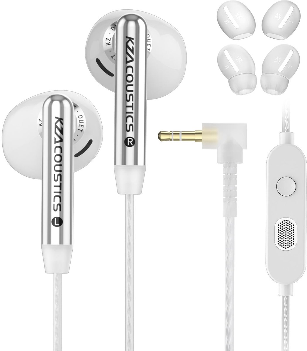 SnelShoppen - KZ Duet In-ear Koptelefoon met Kabel, Gaming Oordopjes, Ruisonderdrukkende Microfoon, Dubbele Dynamische Drivers, Bas HiFi Geluid, Verzi