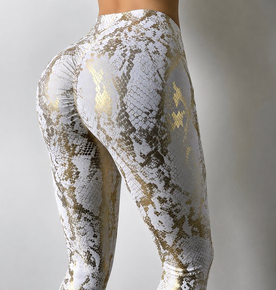 Sexy Design Legging - Wit met Brons - Dames Sportbroek - Sportlegging — afbeelding 2