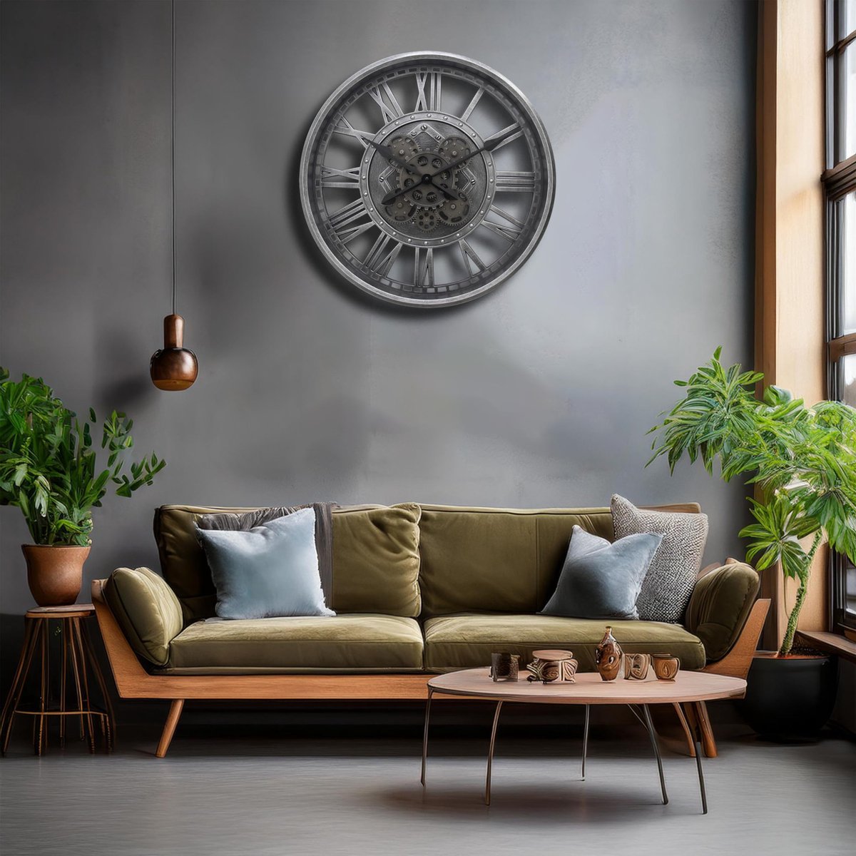 SnelShoppen - XXL Industriële Wandklok 50,5 cm - Rustiek Design - Stijlvolle Klok voor Keuken, Woonkamer en Kantoor - Perfecte Decoratie voor Thuis en