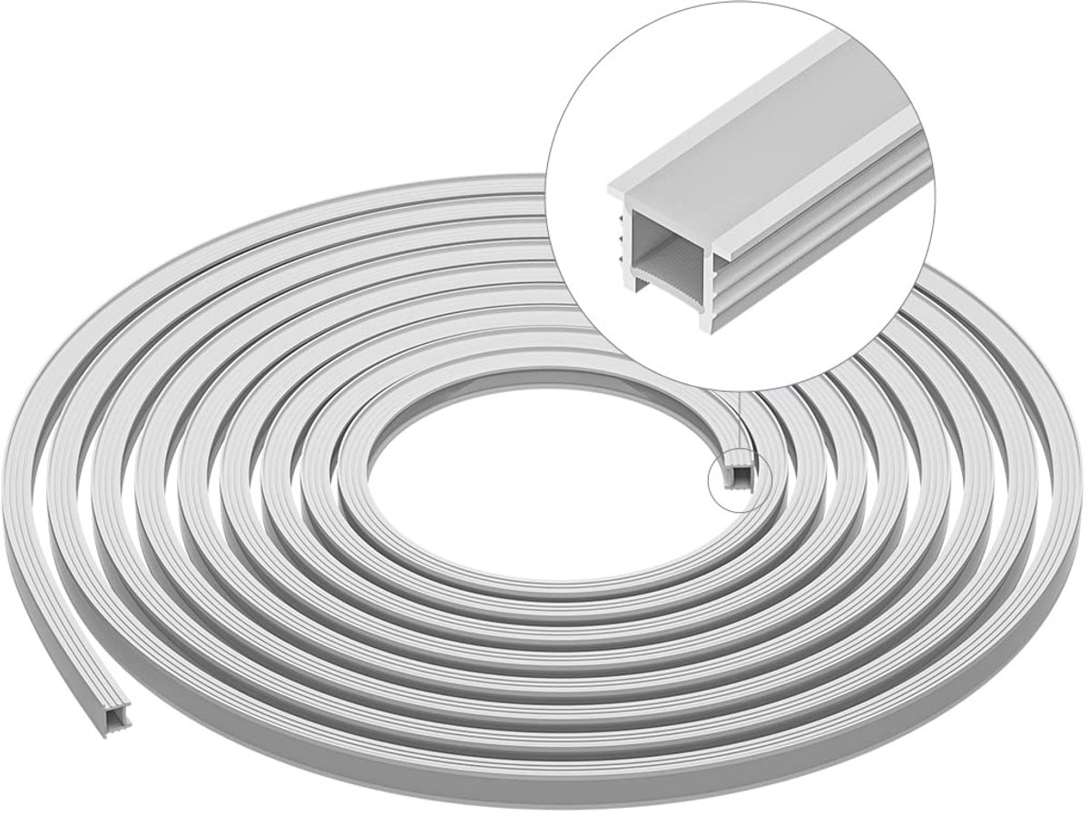 SnelShoppen - SEZO LED Profiel Siliconen T1616 3M LED Neon Opbouw Profiel Vlekloos voor 8mm 10mm Flexibele LED Strip Verlichting IP67 Waterdicht 16x16