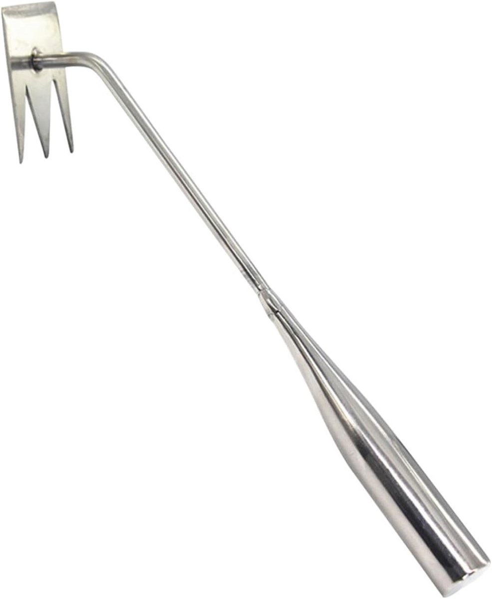 Tuin Weder Tool - Wortelverwijderaar Hark - Onkruid Verwijderen - Roestvrij Staal - 36 cm - Zilver