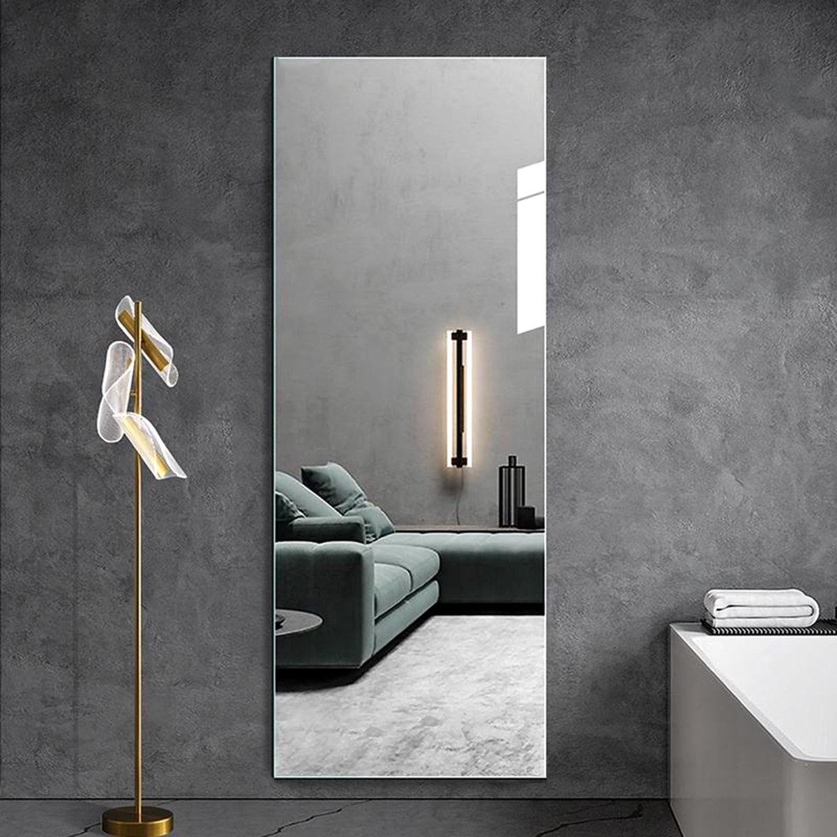 SnelShoppen - Meefmly Zelfklevende Wandspiegel 30 x 120 cm - Acryl Plakspiegel Volledige Lengte, 2 mm Dik, Ideaal voor Badkamer, Slaapkamer, Woonkamer