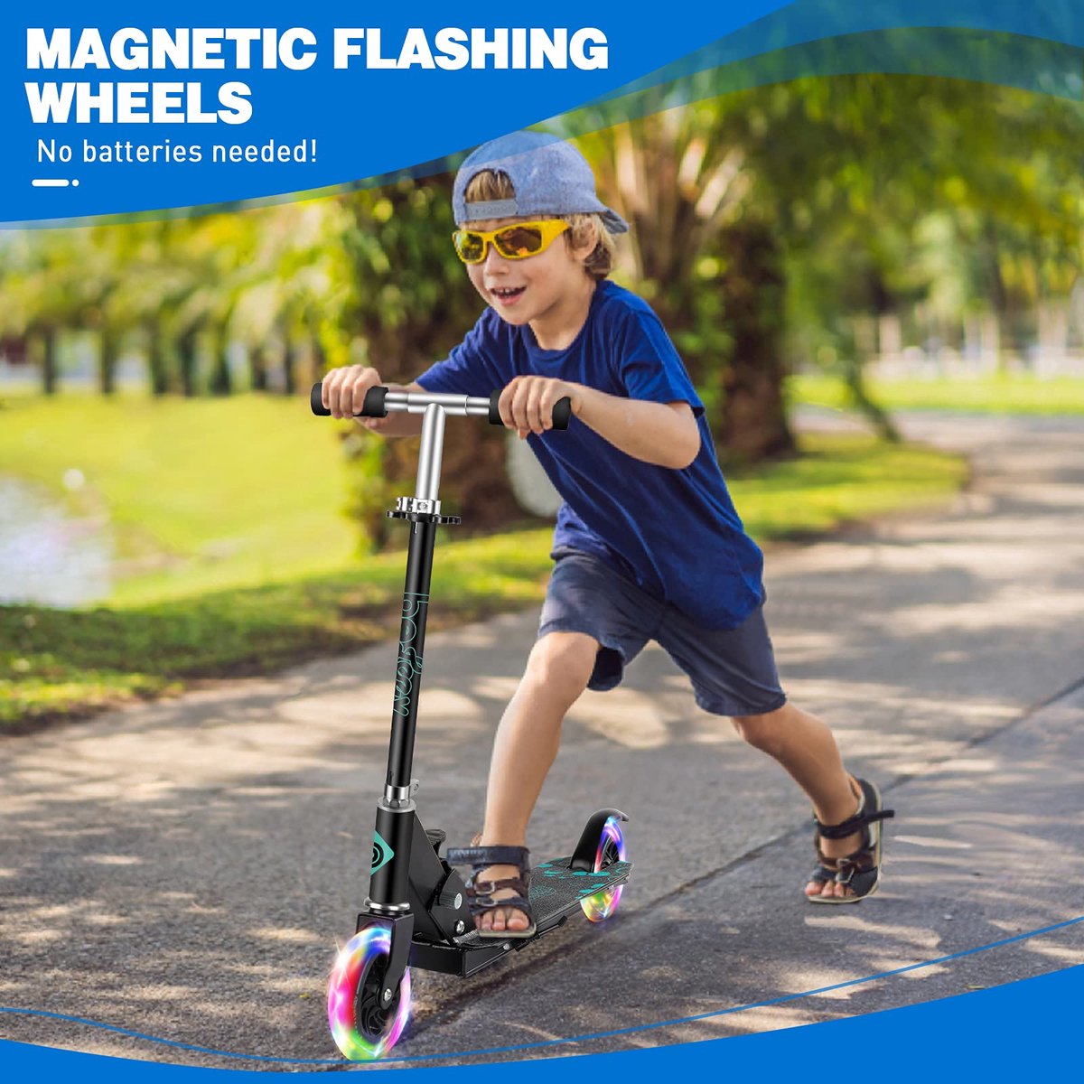 SnelShoppen - BELEEV V1 Kinderstep 2 Wielige Inklapbare Scooter voor Meisjes en Jongens, 3 Verstelbare Hoogtes, LED Lichtgevende Wielen, Lichtgewicht
