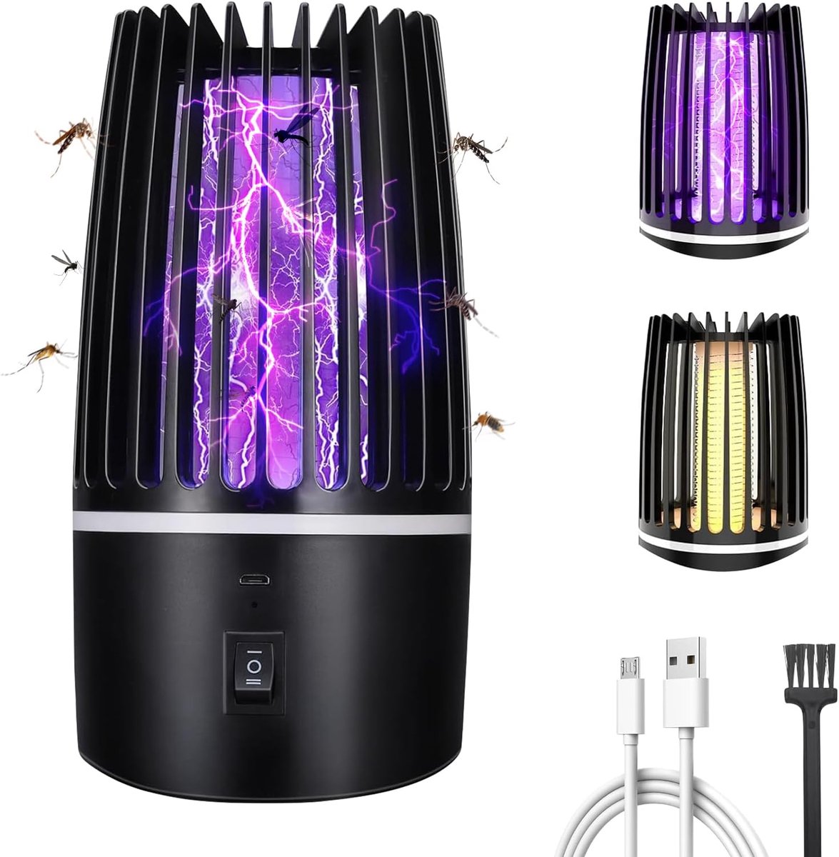 SnelShoppen - Insectenverdelger 4000 mAh - Elektrische Muggenlamp met UV-Lamp - USB Oplaadbare Muggenval - Effectieve Vliegenval en Insectenvanger voo