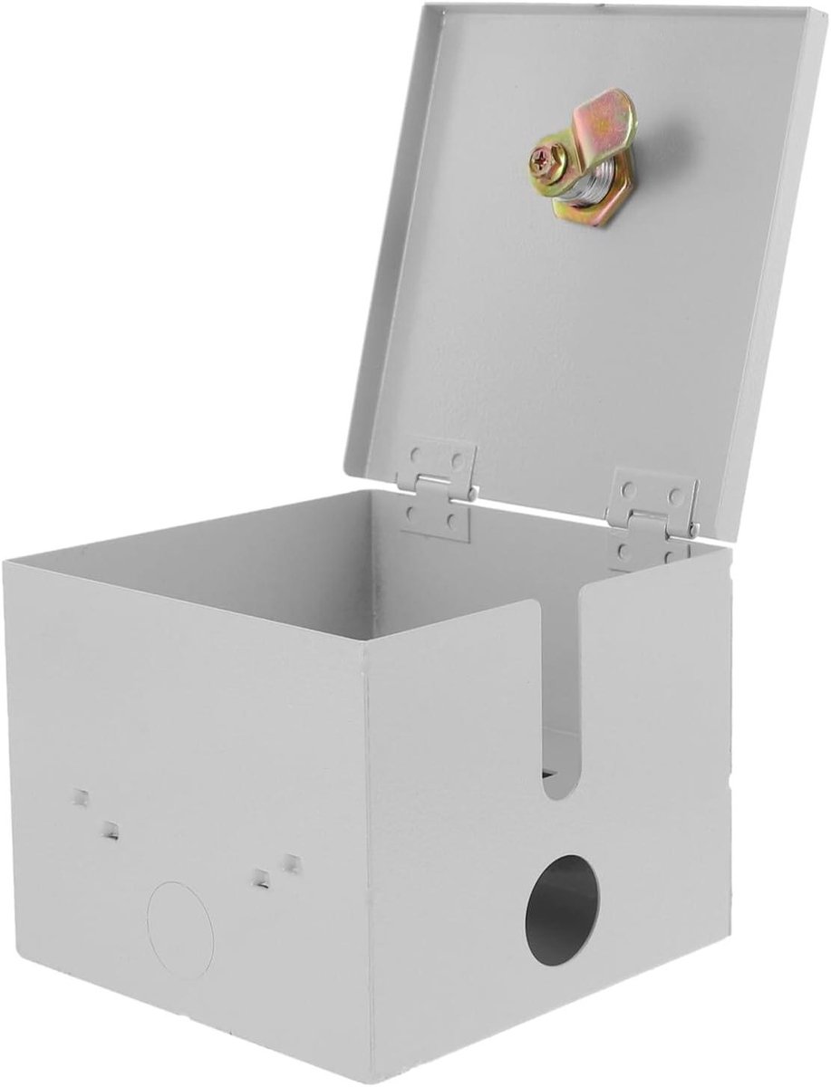 Verlengsnoer Beschermhoes - Snoer Beschermer - Buiten Elektriciteit - Versterkte Ijzeren Behuizing - 13 x 13 x 11 cm - Zilver
