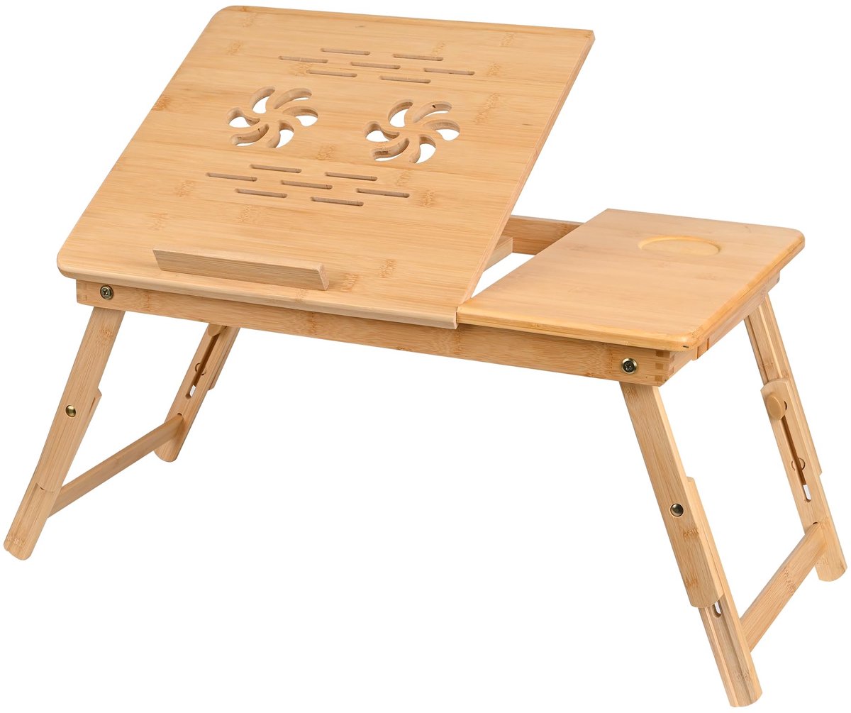 SnelShoppen - Bamboe Laptoptafel voor Bed en Bank - Opklapbare Tafel met Hoogte Verstelbare Poten - Ideaal voor Ontbijt, Werk en Ontspanning - Natuurk