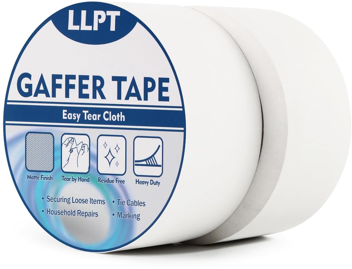 SnelShoppen - LLPT Gaffers Tape Wit 5,1 x 15 meter - Zware Niet-reflecterende Gaffing Tape - Gemakkelijk te scheuren - Zonder residu - Perfect voor Fo